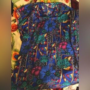 GUC tropical print split hem lightweight maxi Kaftan dress